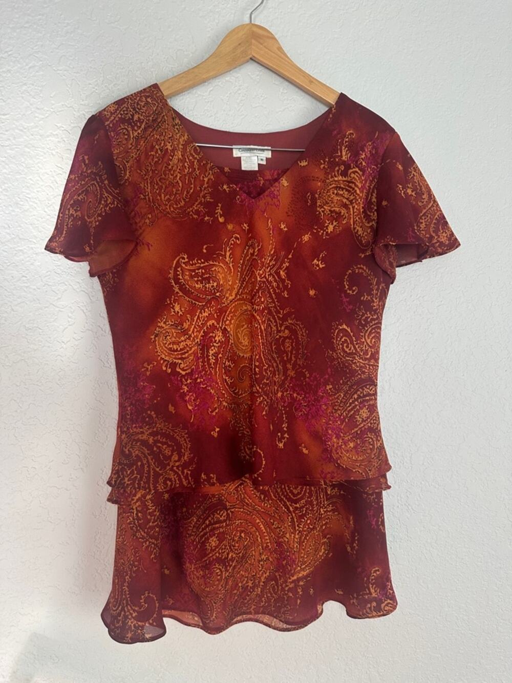 Coldwater Creek Paisley Rust 2pc Skirt Set Flowy Fall Fairy Forest Size 16